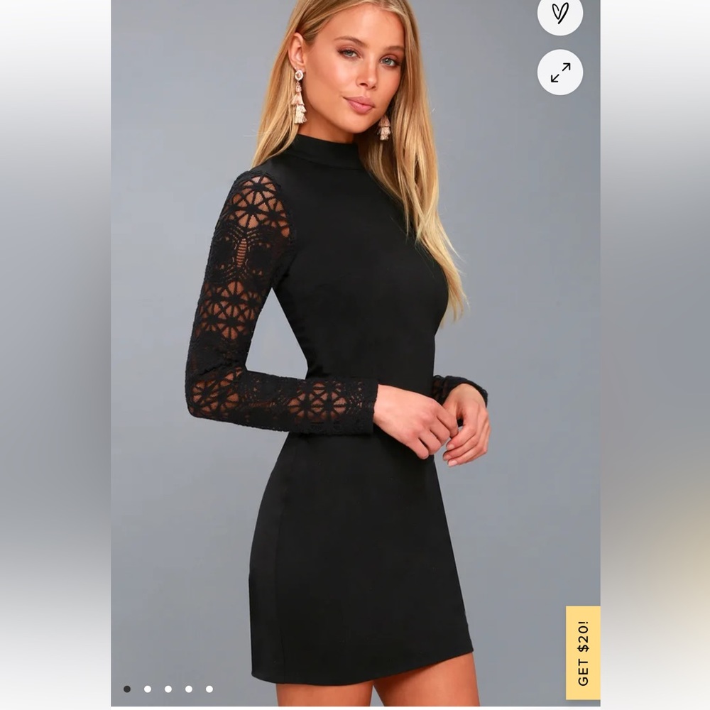 Lulus medium black long sleeve mini dress
